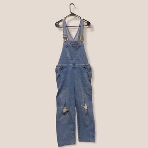 Distressed overalls